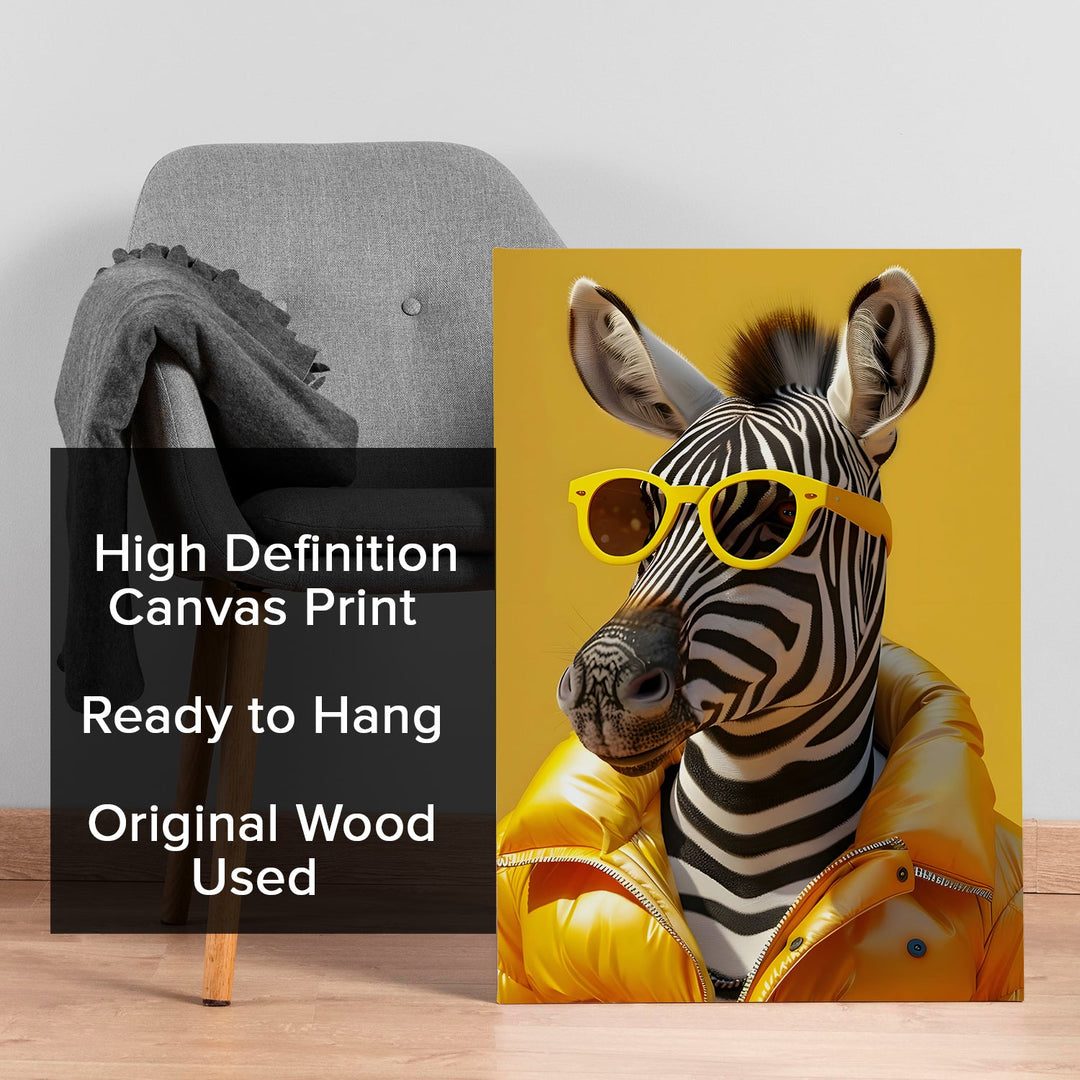 Street Style Zebra – Cool Animal Wall Art Painting, HD Canvas Print, Framed, Ready to Hang. (POMWA325)