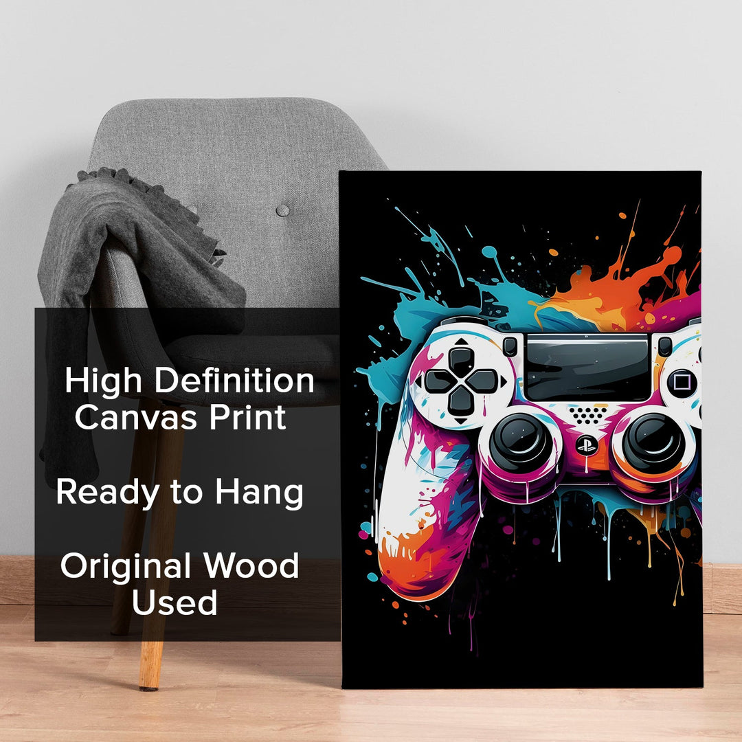 Game On – Vibrant Controller Wall Art, HD Canvas Print, Framed, Ready to Hang. (POMWA339)