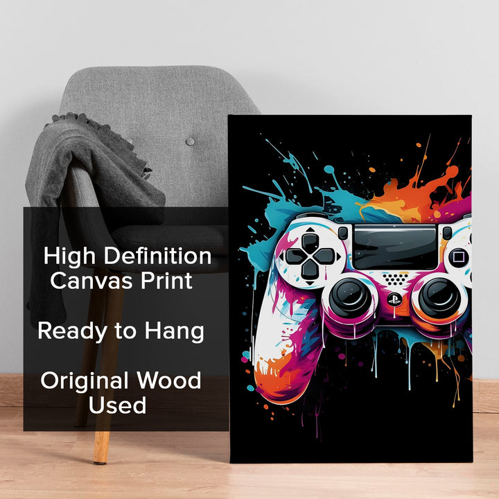 Game On – Vibrant Controller Wall Art, HD Canvas Print, Framed, Ready to Hang. (POMWA339)