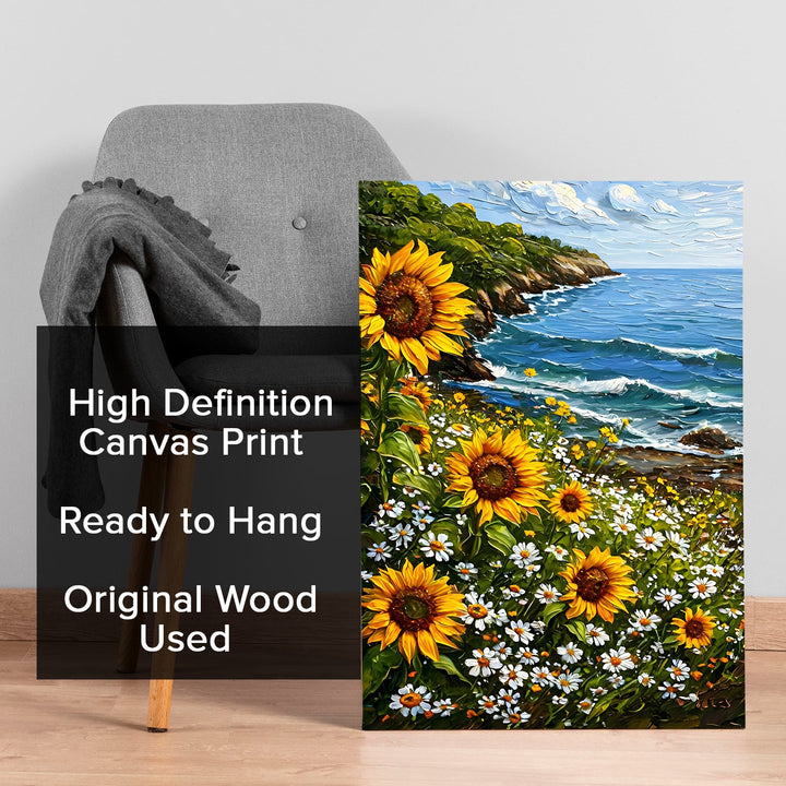 Vibrant Ocean Bloom Wall Art Painting, HD Canvas Print, Framed, Ready to Hang. (FLWA53)