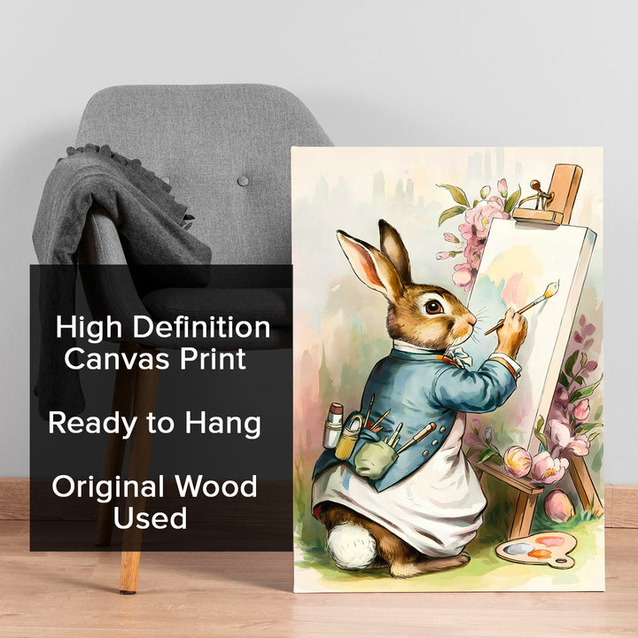 The Gentlebrush Bunny Wall Art Painting, HD Canvas Print, Framed, Ready to Hang. (STOWA108)