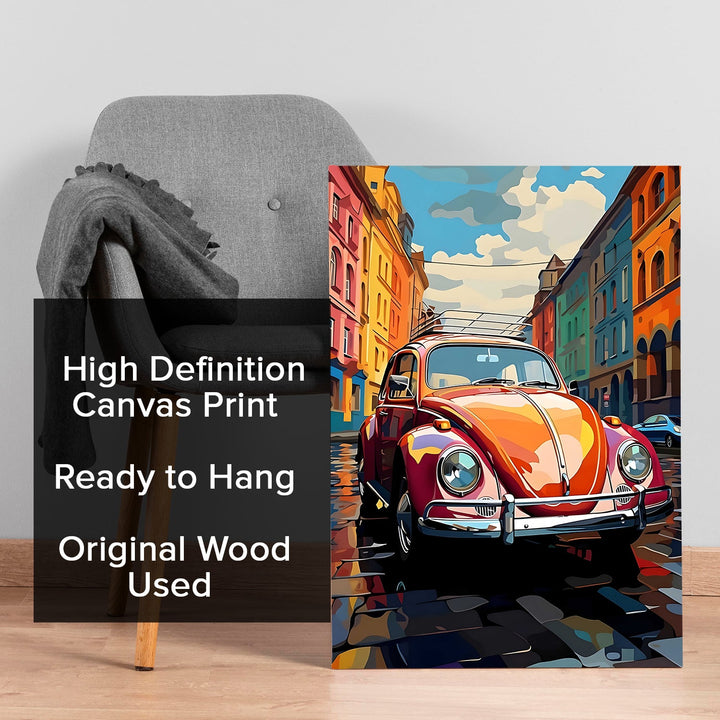 Retro Car Wall Art Painting, HD Canvas Print, Framed, Ready to Hang. (POMWA221)