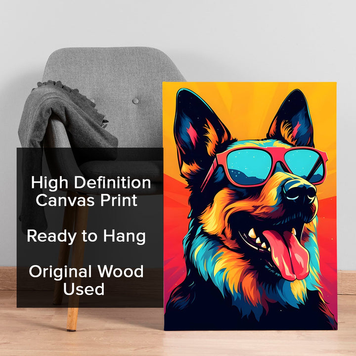 Sunglass Shepherd Wall Art Painting, HD Canvas Print, Framed, Ready to Hang. (POMWA278)
