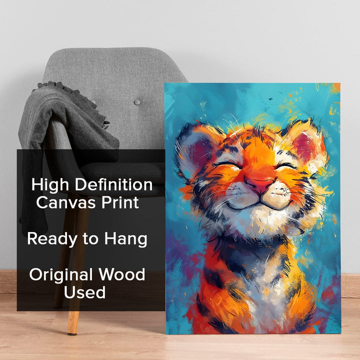 Tiger’s Bliss Wall Art Painting, HD Canvas Print, Framed, Ready to Hang. (ABMWA101)