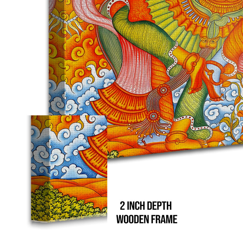 Ethnic Kerala Mural Framed Wall Canvas Painting For Home and Hotels Wall Decoration