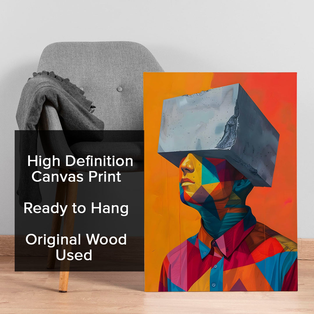 Mind Block – Abstract Surreal Portrait Wall Art, HD Canvas Print, Framed, Ready to Hang. (POMWA324)