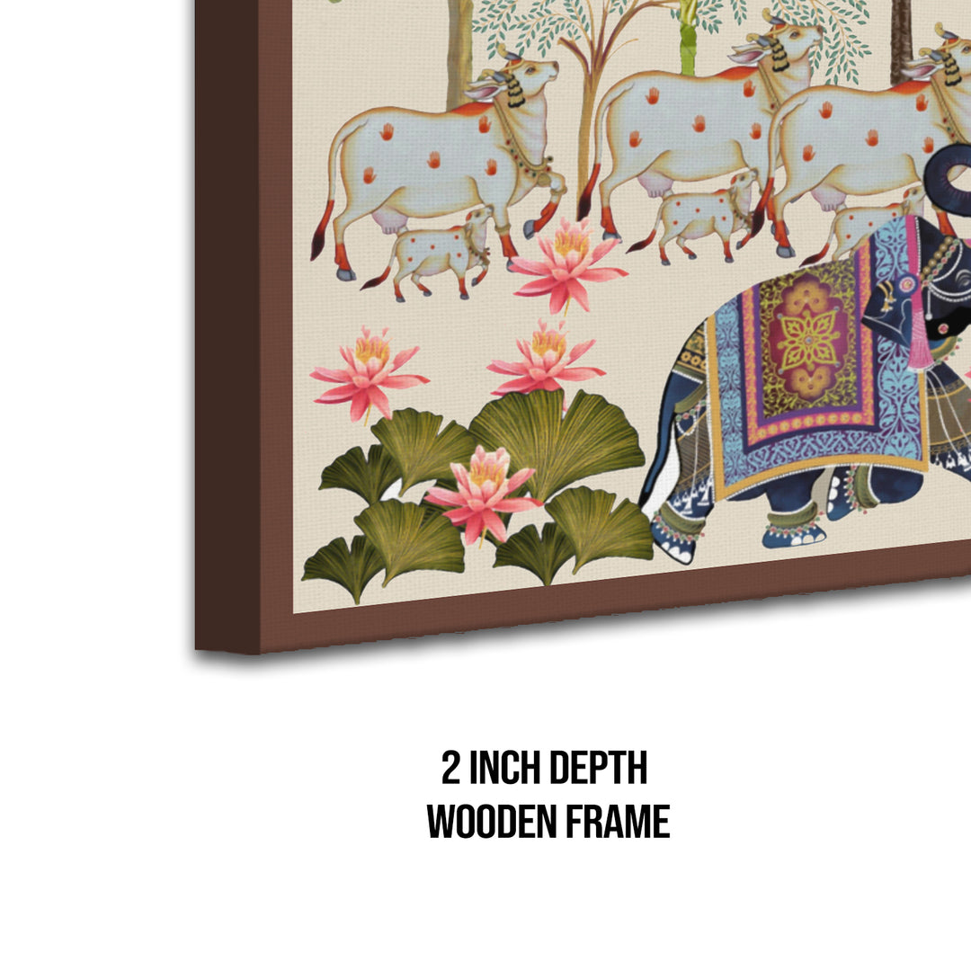 Indian Traditional Pichwai Wall Art Canvas Painting for Home Decor (PICHWA19)