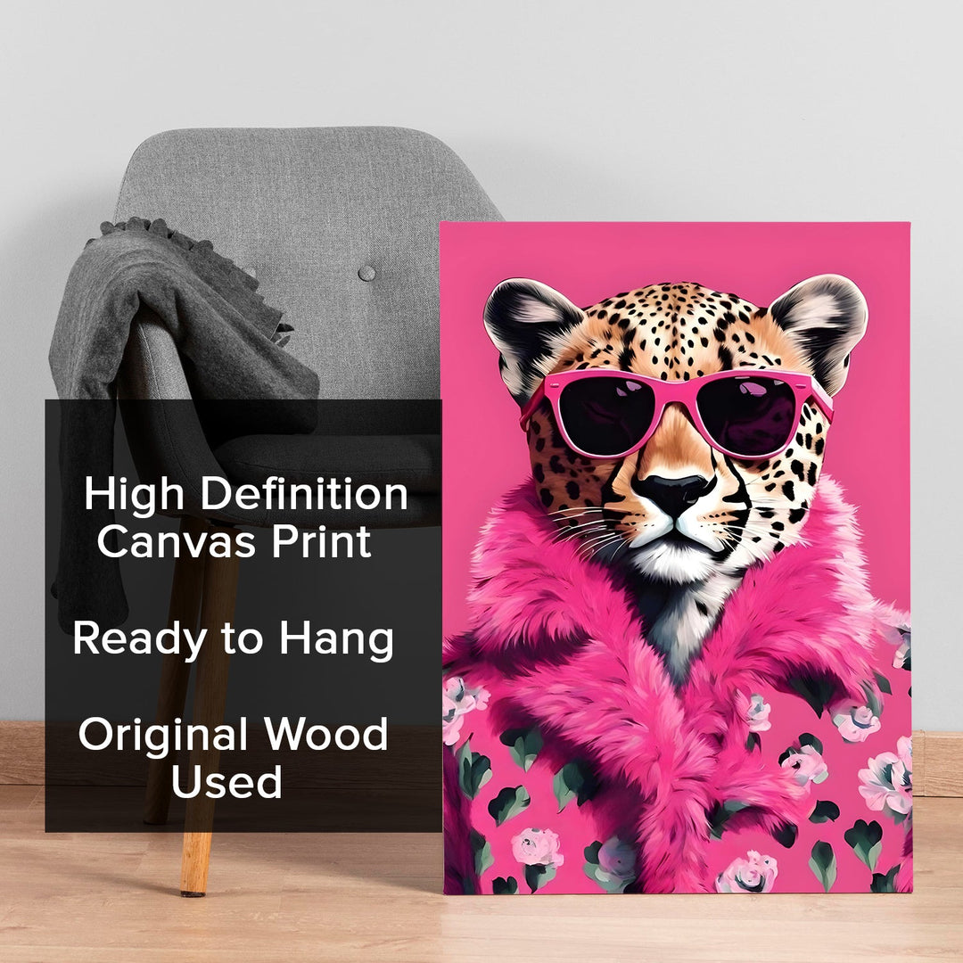 Panthera in Pink Wall Art Painting, HD Canvas Print, Framed, Ready to Hang. (POMWA292)