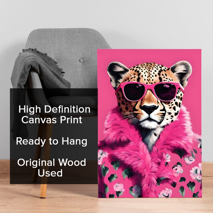 Panthera in Pink Wall Art Painting, HD Canvas Print, Framed, Ready to Hang. (POMWA292)