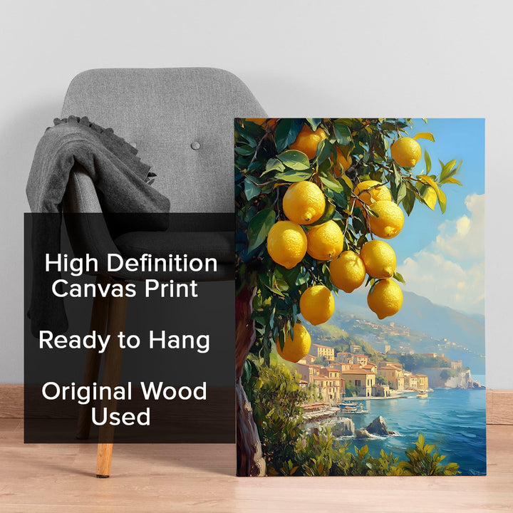 Citrus Coastline Charm Wall Art Painting, HD Canvas Print, Framed, Ready to Hang. (POMWA59)