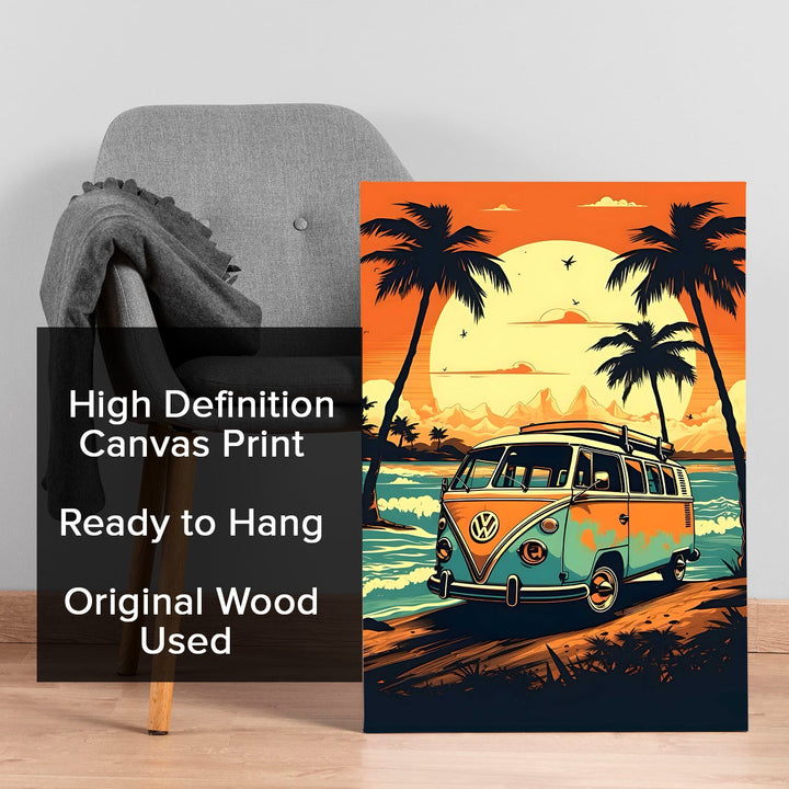 Retro Sunset Voyage Wall Art Painting, HD Canvas Print, Framed, Ready to Hang. (AMWA56)