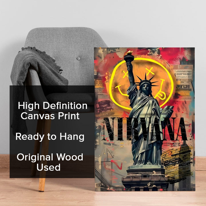 Grunge Liberty Wall Art Painting, HD Canvas Print, Framed, Ready to Hang. (POMWA267)