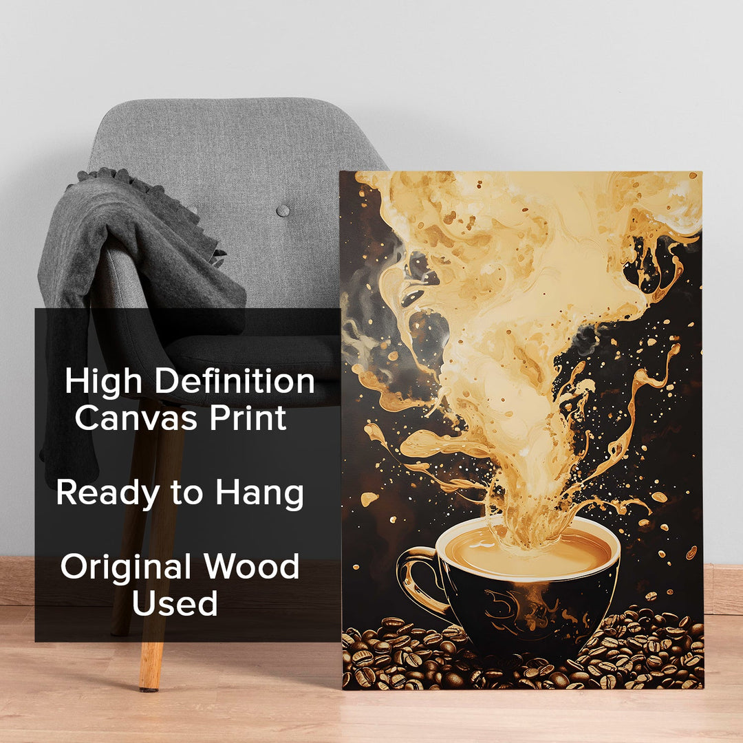 Golden Energy Wall Art Painting, HD Canvas Print, Framed, Ready to Hang. (KTCWA67)