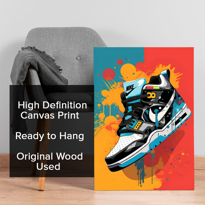 Sneaker Splash Wall Art Painting, HD Canvas Print, Framed, Ready to Hang. (POMWA258)