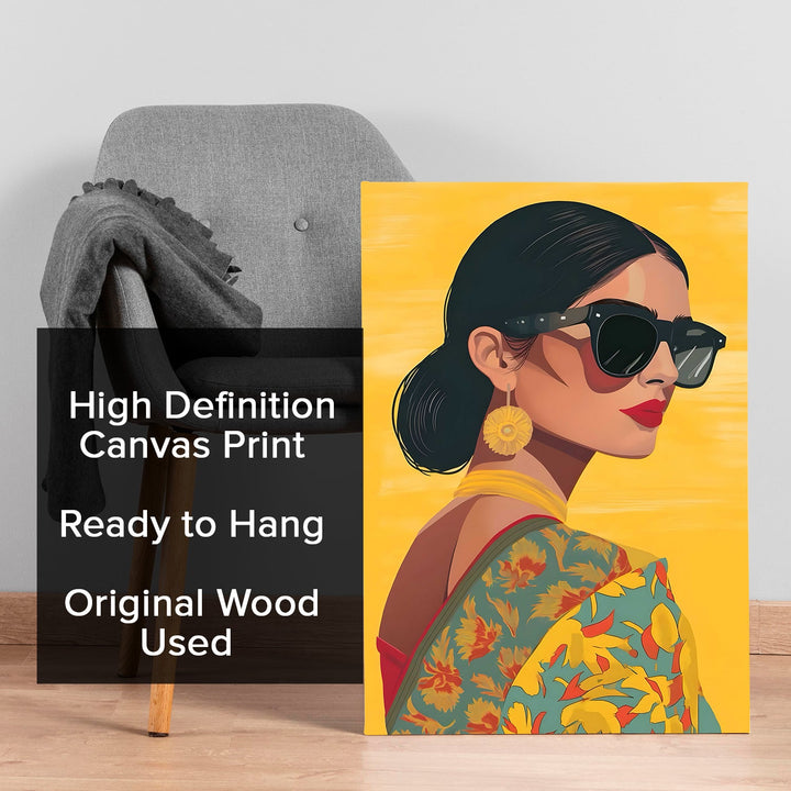 Sunshine Saree Wall Art Painting, HD Canvas Print, Framed, Ready to Hang. (POMWA232)
