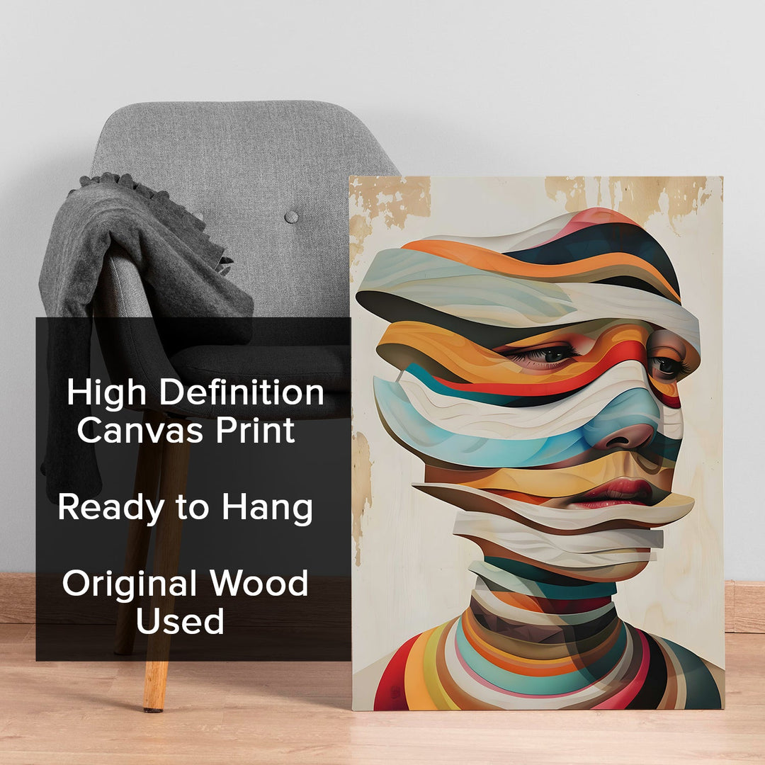 Layers of Identity – Abstract Surreal Portrait Wall Art Painting, HD Canvas Print, Framed, Ready to Hang. (POMWA319)
