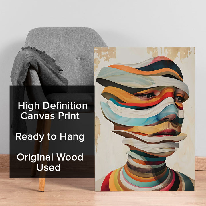 Layers of Identity – Abstract Surreal Portrait Wall Art Painting, HD Canvas Print, Framed, Ready to Hang. (POMWA319)