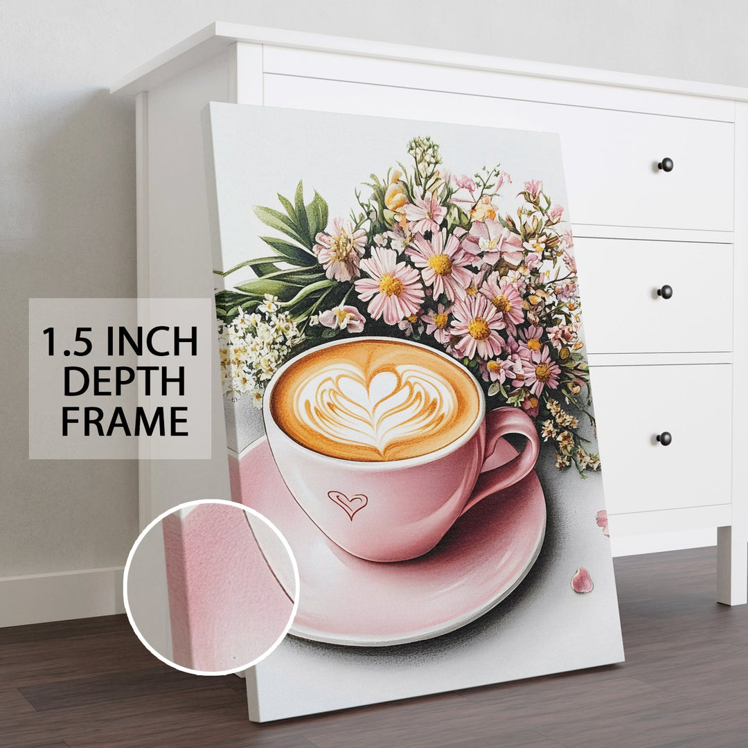 Blush Café Elegance Wall Art Painting, HD Canvas Print, Framed, Ready to Hang. (KTCWA70)