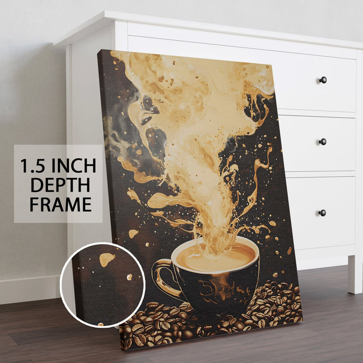 Golden Energy Wall Art Painting, HD Canvas Print, Framed, Ready to Hang. (KTCWA67)