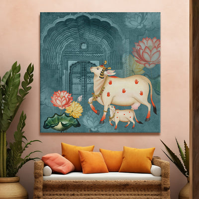 Traditional Indian Pichwai Wall Art Canvas Painting For Home Decor