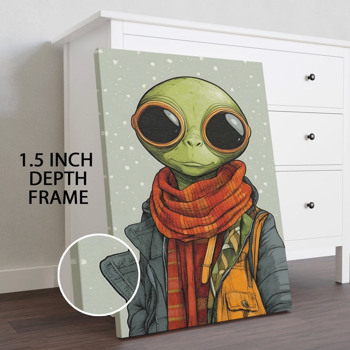 Alien Hipster Diaries Wall Art Painting, HD Canvas Print, Framed, Ready to Hang. (POMWA304)