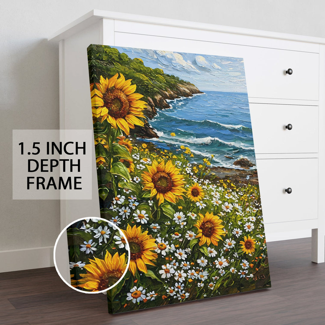 Vibrant Ocean Bloom Wall Art Painting, HD Canvas Print, Framed, Ready to Hang. (FLWA53)