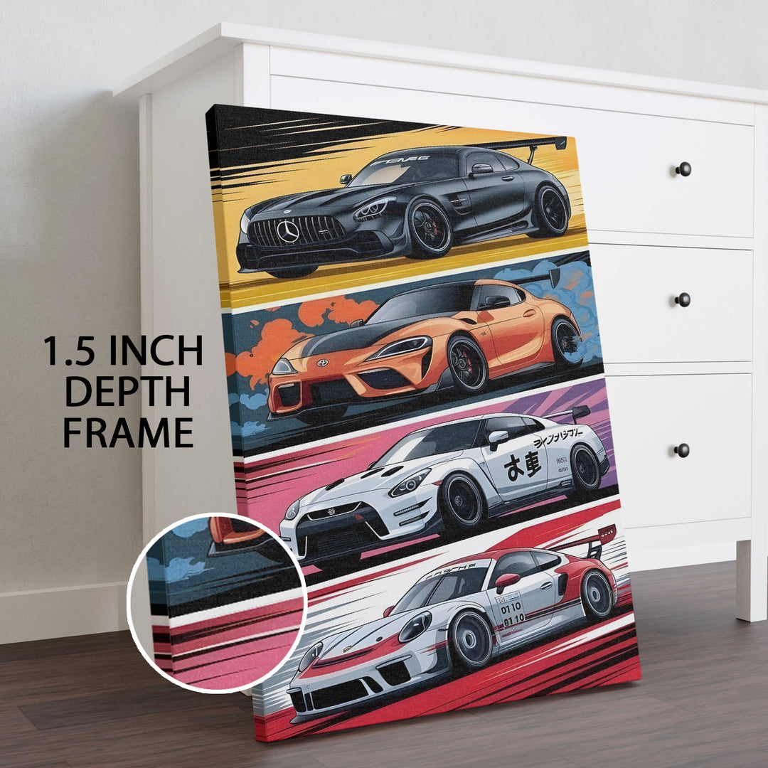 Turbocharged Icons Wall Art Painting, HD Canvas Print, Framed, Ready to Hang. (POMWA209)