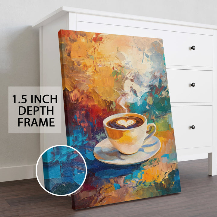 Latte Whispers Wall Art Painting, HD Canvas Print, Framed, Ready to Hang. (KTCWA64)