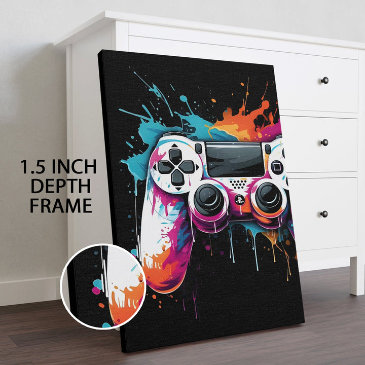 Game On – Vibrant Controller Wall Art, HD Canvas Print, Framed, Ready to Hang. (POMWA339)