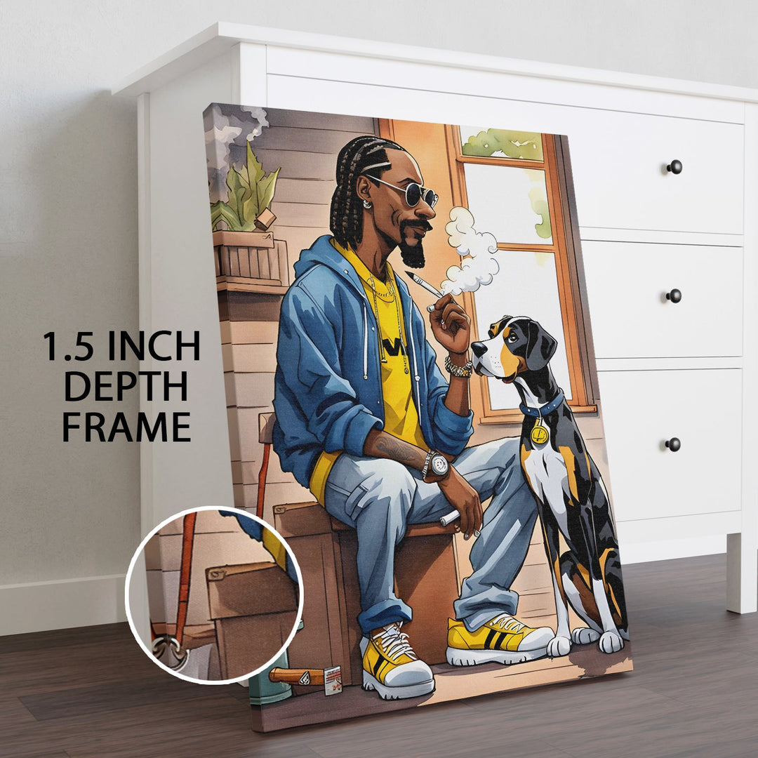 Chronic Vibes & Canine Ties Wall Art Painting, HD Canvas Print, Framed, Ready to Hang. (POMWA302)