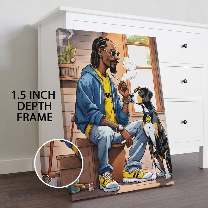 Chronic Vibes & Canine Ties Wall Art Painting, HD Canvas Print, Framed, Ready to Hang. (POMWA302)
