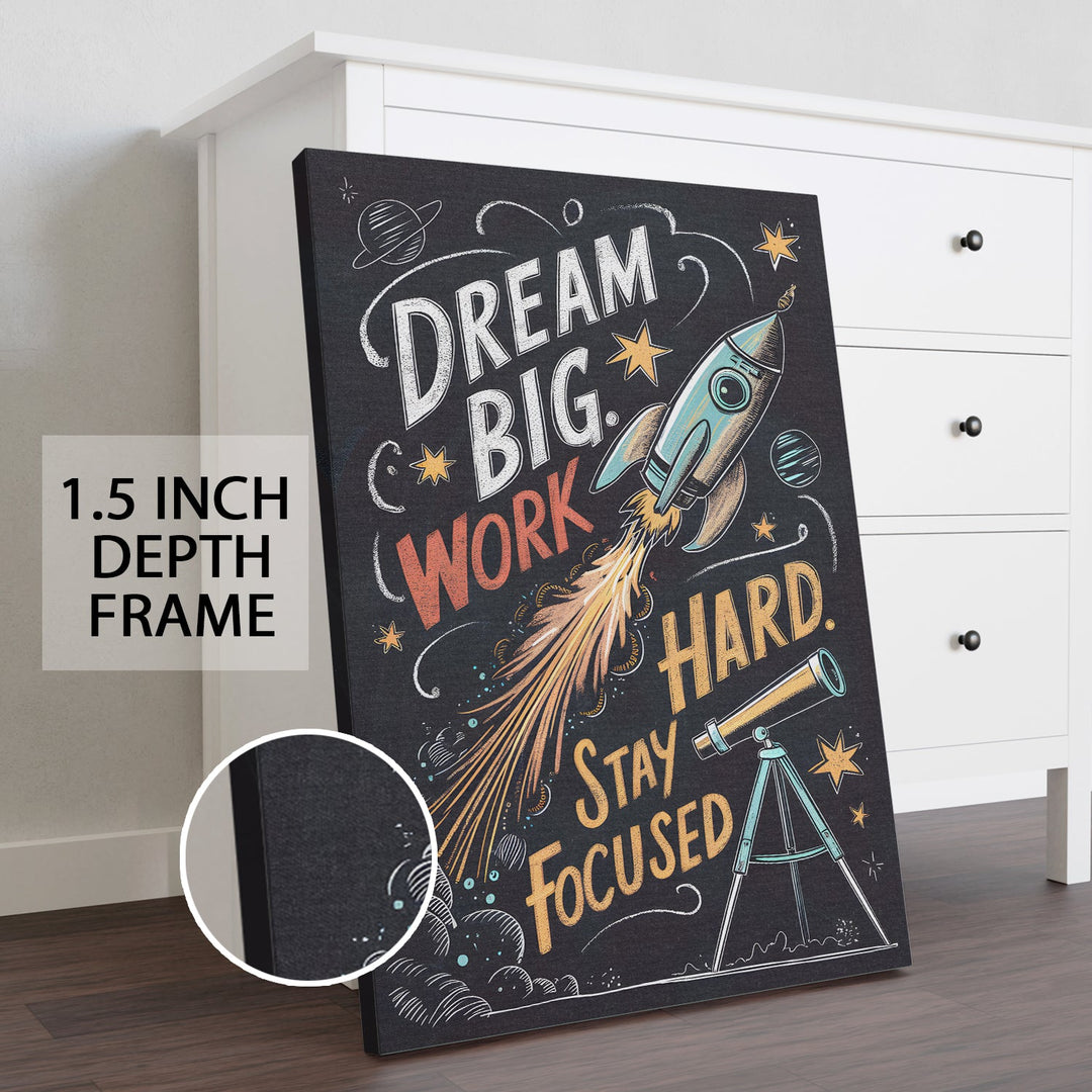 Dream Big, Hustle Hard Wall Art Painting, HD Canvas Print, Framed, Ready to Hang. (MOWA95)