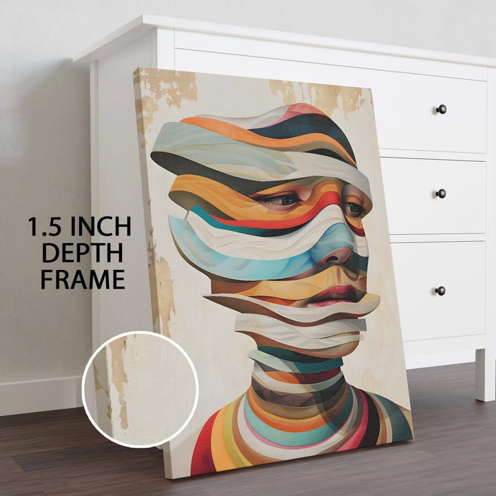 Layers of Identity – Abstract Surreal Portrait Wall Art Painting, HD Canvas Print, Framed, Ready to Hang. (POMWA319)
