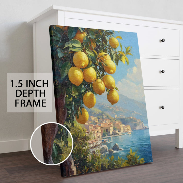 Citrus Coastline Charm Wall Art Painting, HD Canvas Print, Framed, Ready to Hang. (POMWA59)