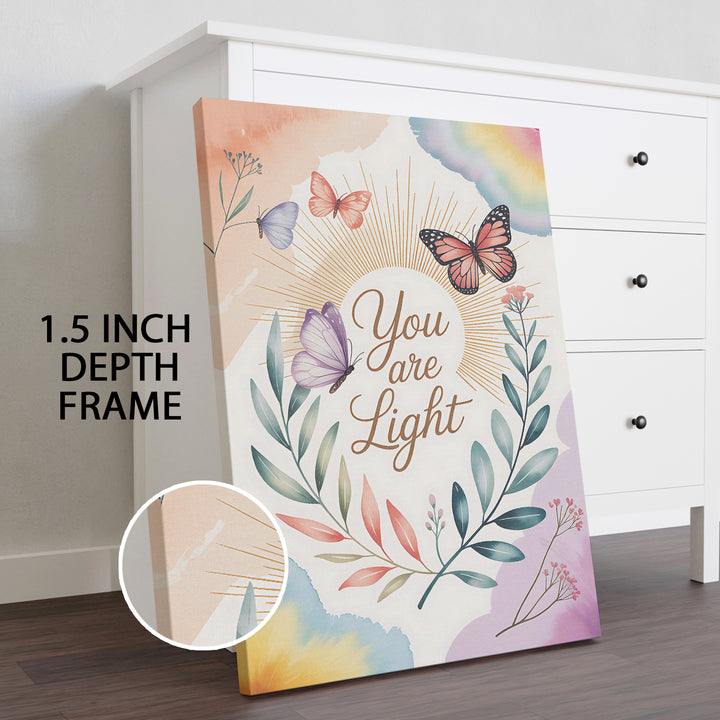 "You Are Light" Boho Motivational Wrapped Canvas HD Print (BOHO_WA_038)