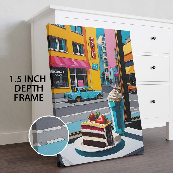 Café Corner Nostalgia Wall Art Painting, HD Canvas Print, Framed, Ready to Hang. (POMWA308)