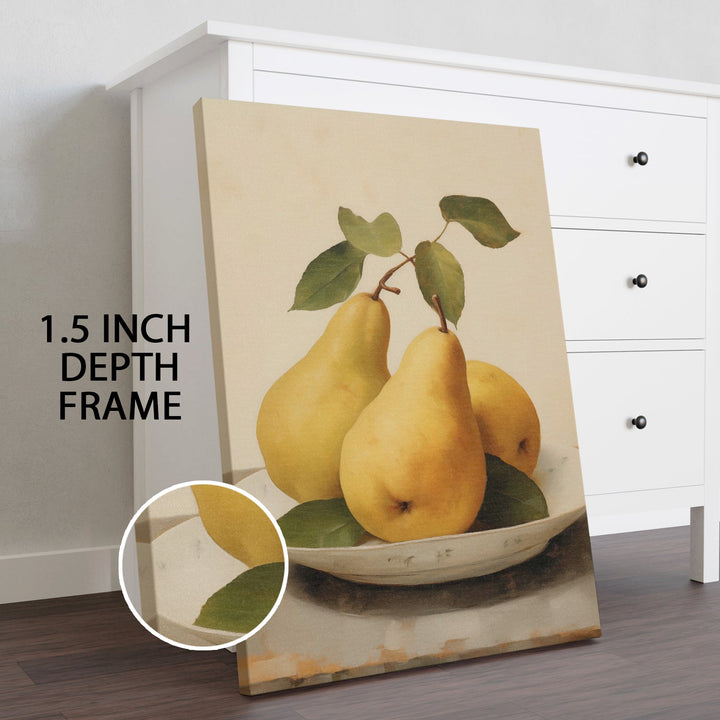 Golden Pears Still Life Wall Art, HD Canvas Print, Framed, Ready to Hang. (POMWA347)