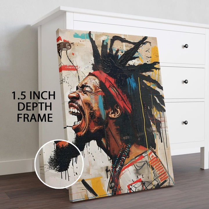 Soul in Motion – Afro Expressionist Portrait Wall Art, HD Canvas Print, Framed, Ready to Hang. (POMWA338)