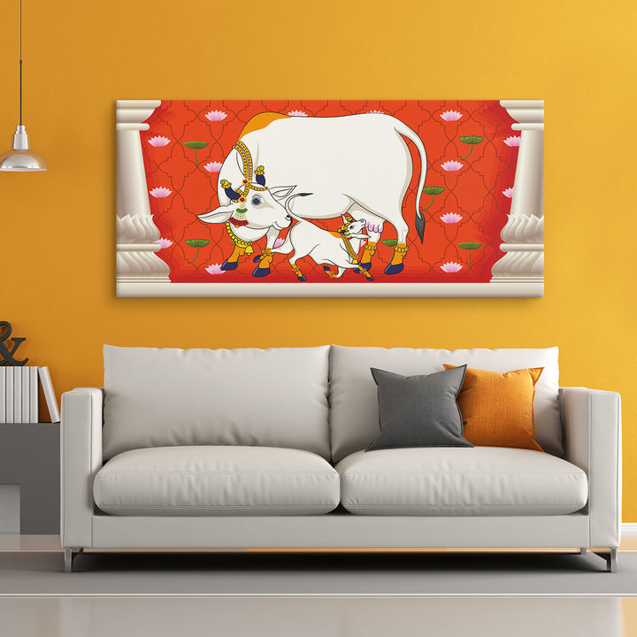 Indian Traditional Pichwai Wall Art Canvas Painting for Home Decor (PICHWA13)