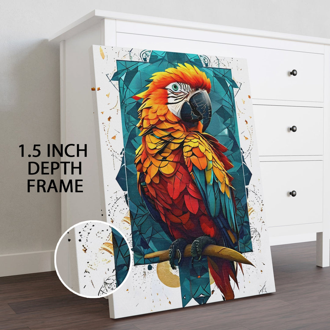 Parrot Prism Wall Art Painting, HD Canvas Print, Framed, Ready to Hang. (POMWA309)