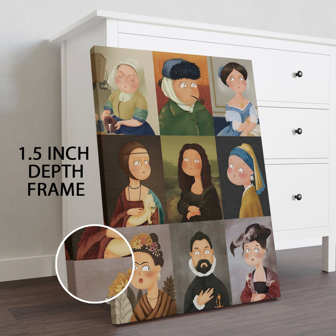 Mini Mona & Friends Wall Art Painting, HD Canvas Print, Framed, Ready to Hang. (POMWA300)