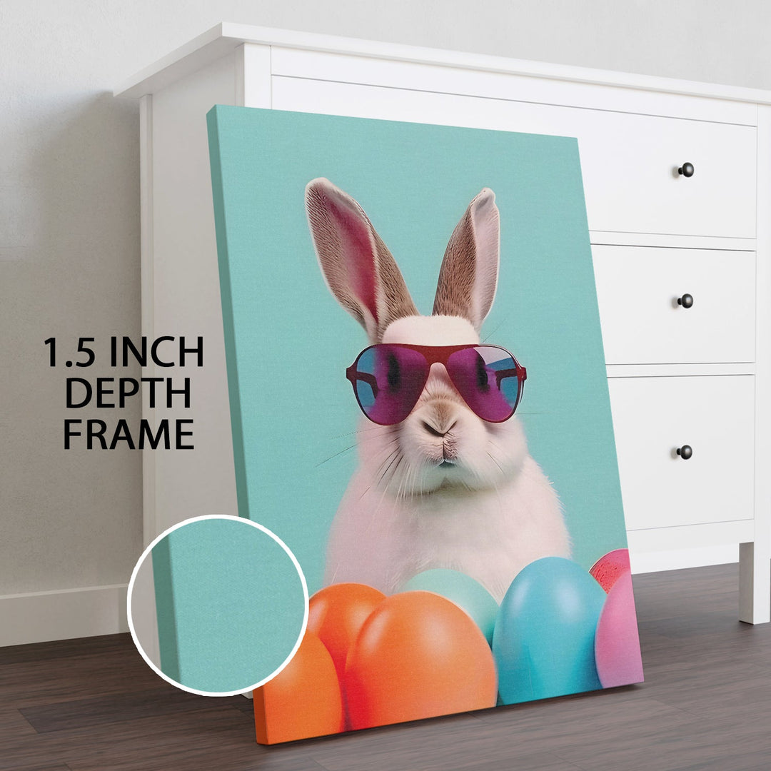 Cool Bunny Vibes Wall Art Painting, HD Canvas Print, Framed, Ready to Hang. (POMWA162)