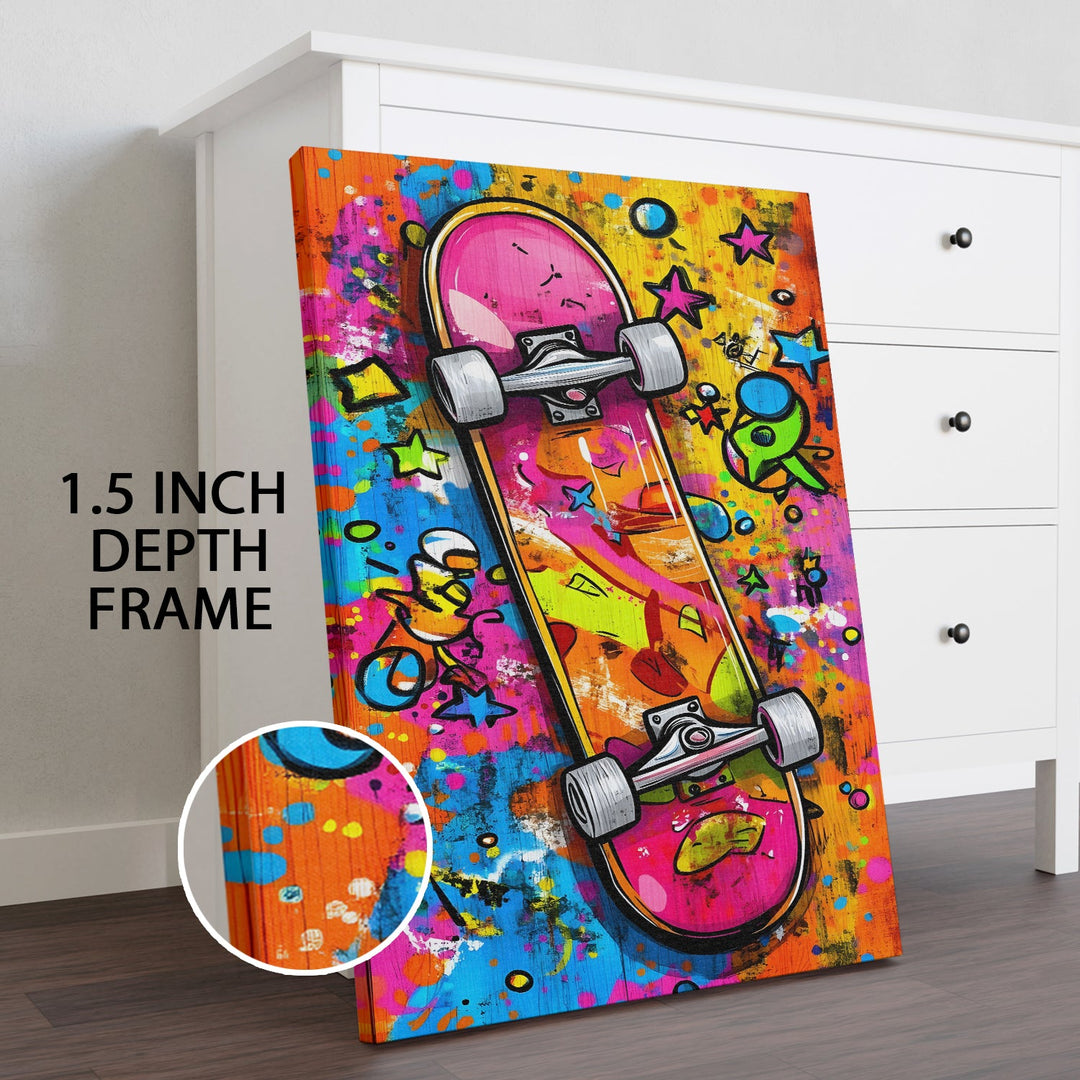 Spray & Skate Wall Art Painting, HD Canvas Print, Framed, Ready to Hang. (POMWA273)