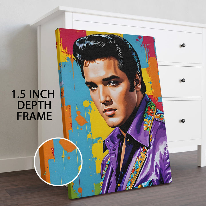 Purple Rhythm – Elvis in Pop Wall Art Painting, HD Canvas Print, Framed, Ready to Hang. (POMWA316)
