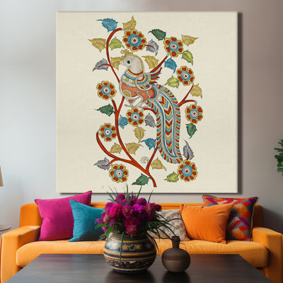 Indian Kalamkari Wall Art Canvas Painting For Living Room and Hotels Wall Decoration