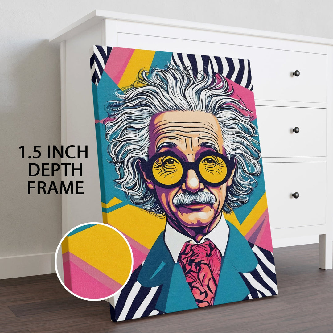 Einstein Unplugged Wall Art Painting, HD Canvas Print, Framed, Ready to Hang. (POMWA276)