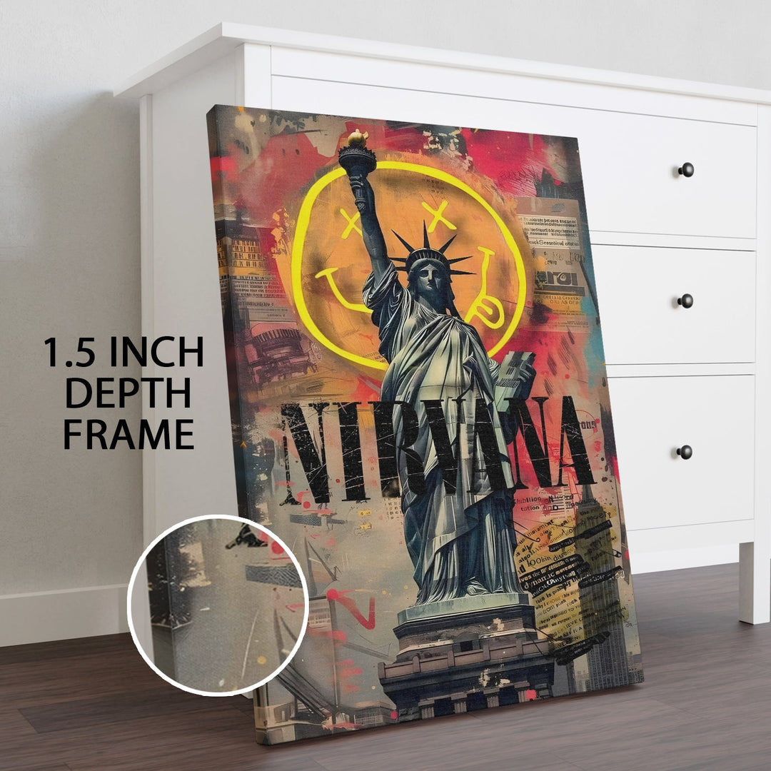 Grunge Liberty Wall Art Painting, HD Canvas Print, Framed, Ready to Hang. (POMWA267)