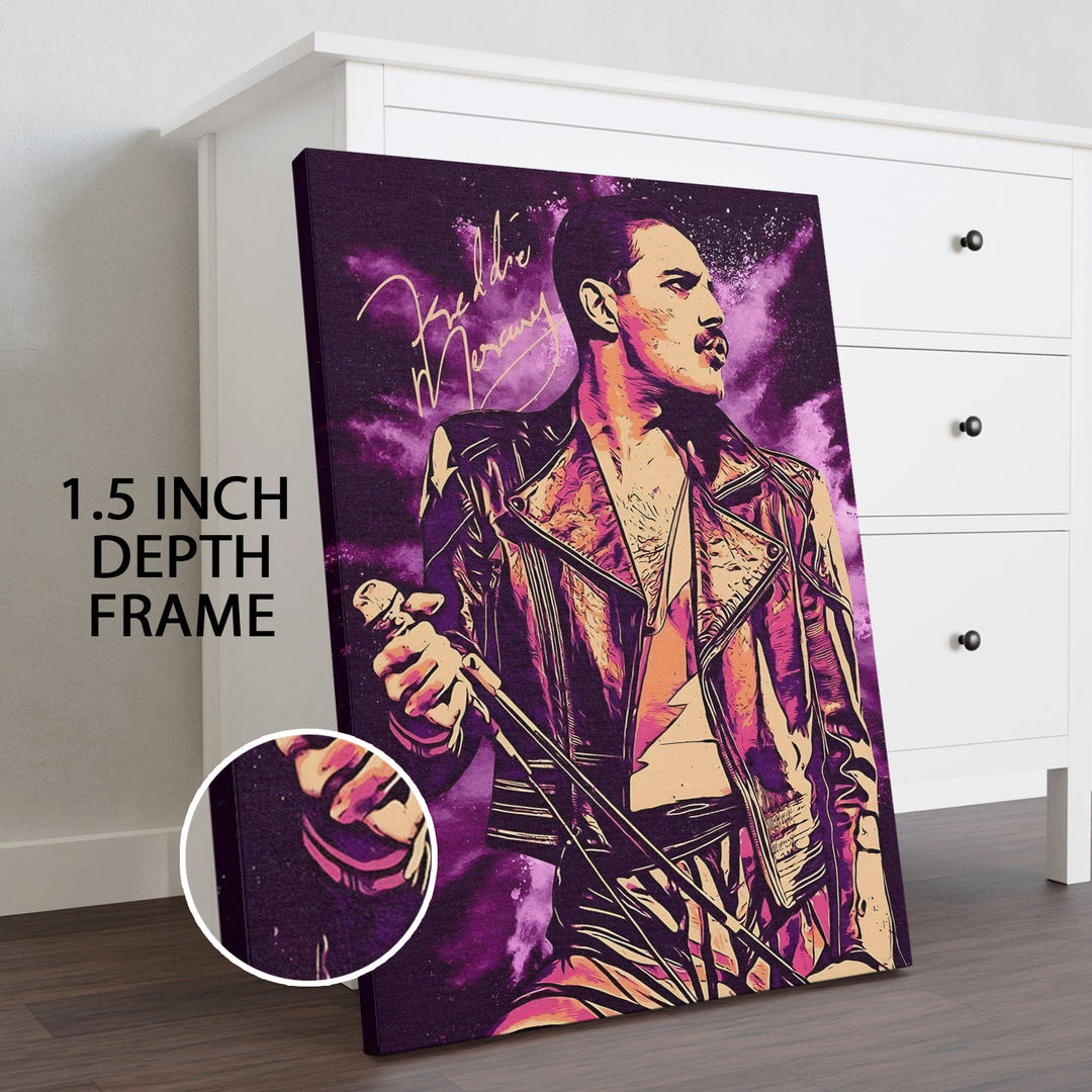 Freddie Mercury Pop Wall Art, HD Canvas Print, Framed, Ready to Hang. (POMWA343)