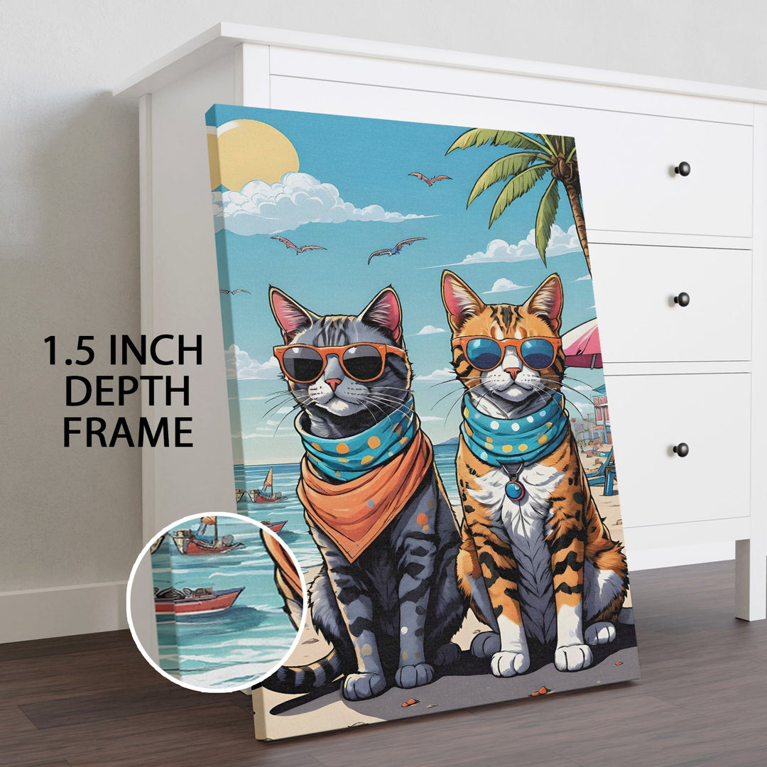 Meowjito Vibes Wall Art Painting, HD Canvas Print, Framed, Ready to Hang. (POMWA294)