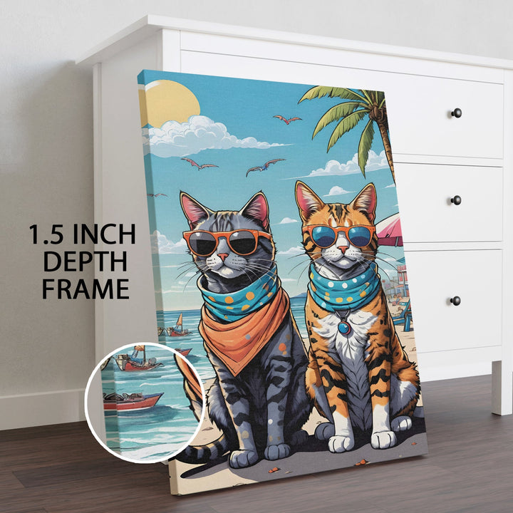 Meowjito Vibes Wall Art Painting, HD Canvas Print, Framed, Ready to Hang. (POMWA294)